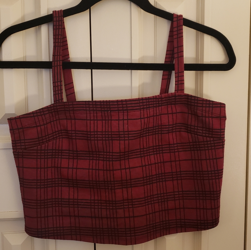 Red Plaid Crop Top size 0X
